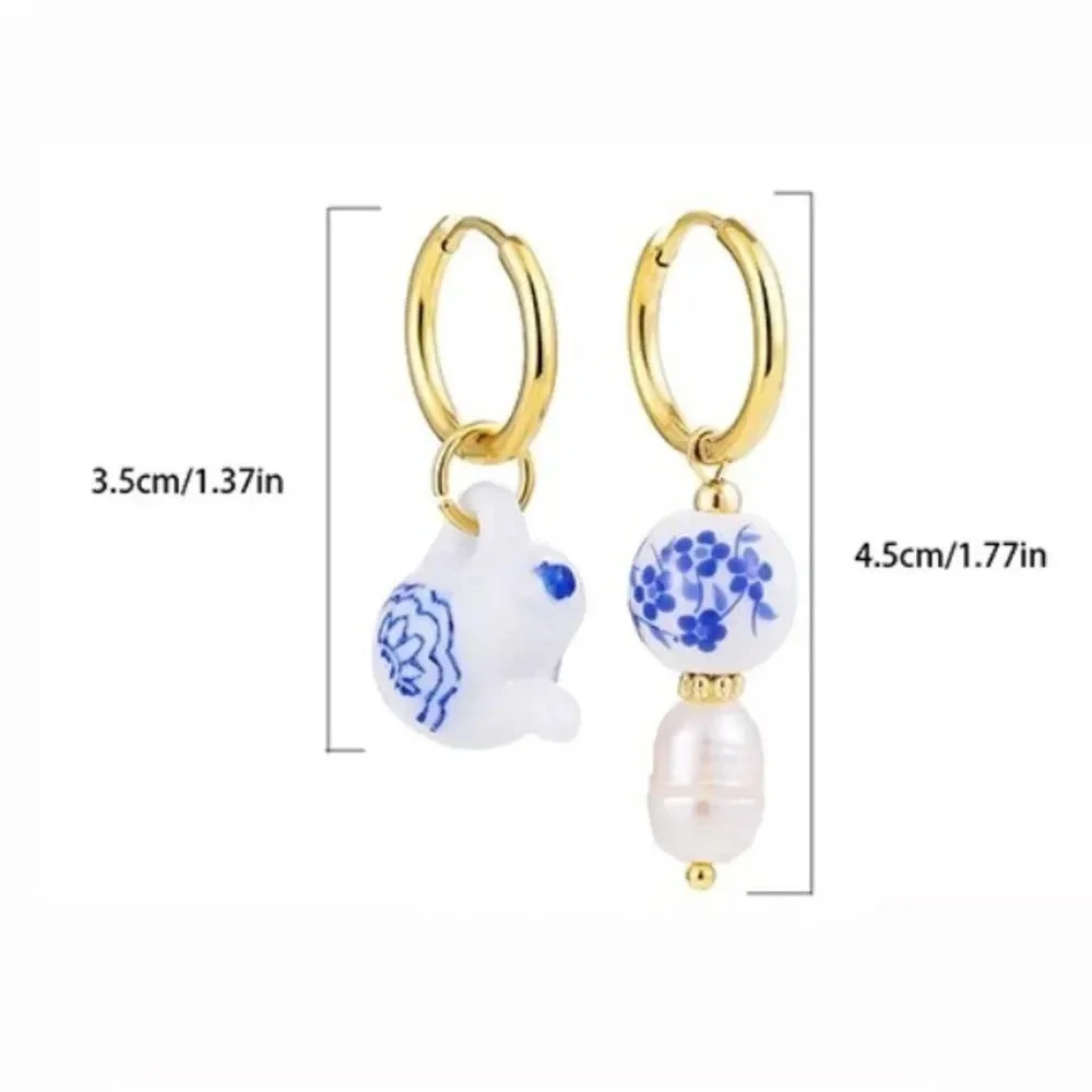 Ceramic Teapot Mismatched Hoop Earrings - Picture 11 of 13